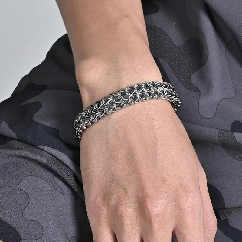 Bracelet en acier inoxydable pour hommes, bijoux avec serrures cachées, taille 19/21/23CM