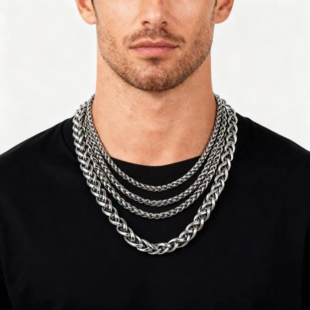 Collier en chaîne torsadée en acier inoxydable HNSP pour hommes, bijoux de cou polyvalents, pendentif, chaîne noire/dorée, accessoires 3/4/5/6/8MM