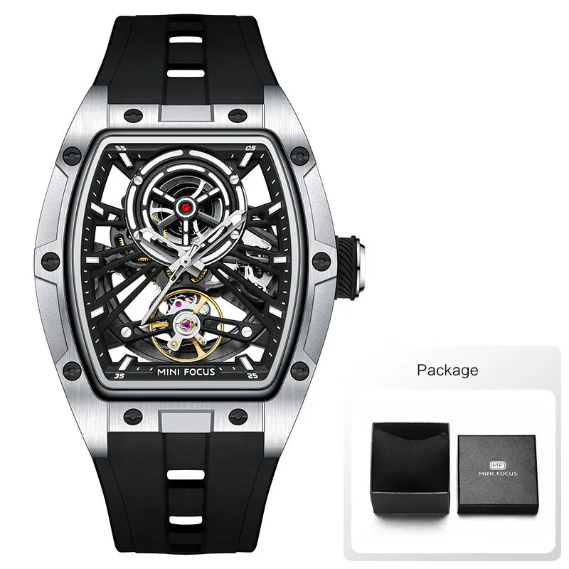 Montre Homme MINIFOCUS — Mécanique Automatique Squelette, Silicone & Waterproof 5ATM