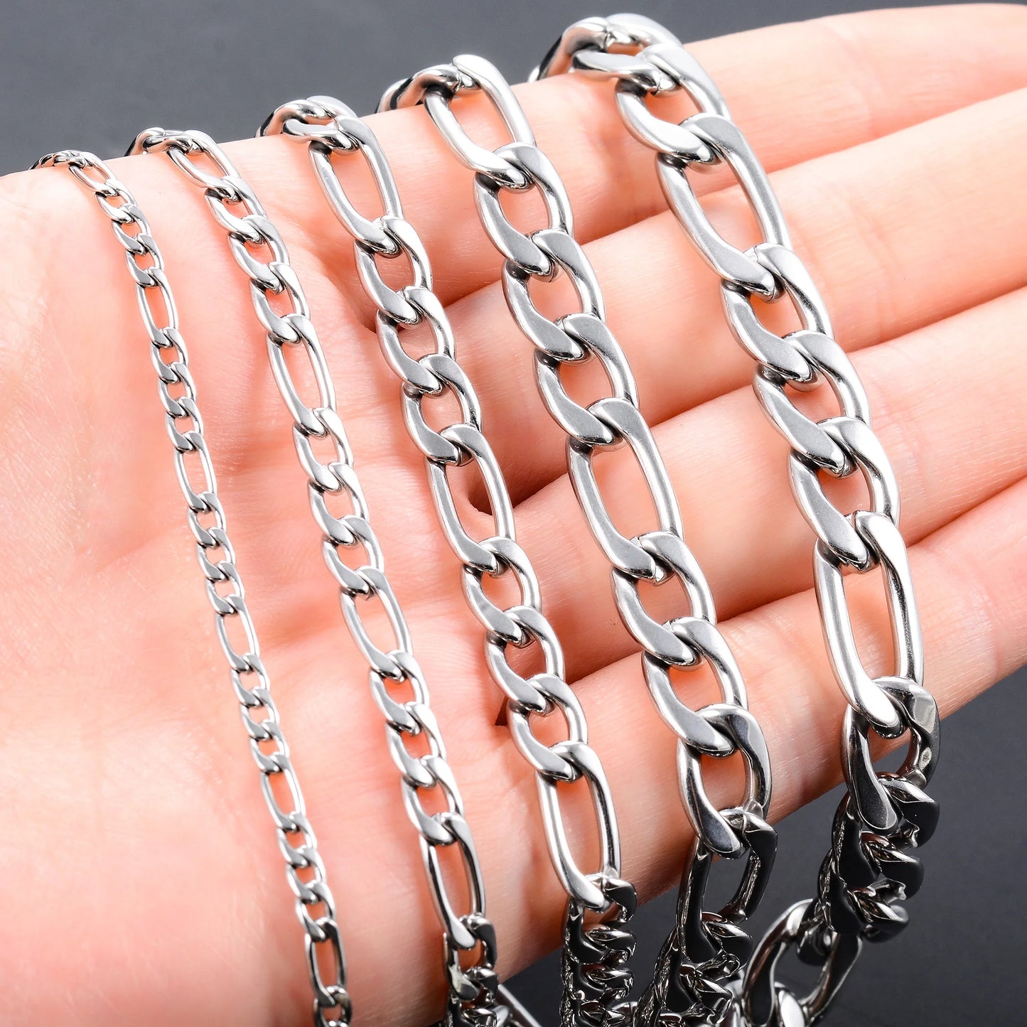 Collier chaîne Figaro à maillons en acier inoxydable pour hommes et femmes, Punk Boy, couleur argent, ras du cou, bijoux en métal, accessoires, cadeau, 3-11,5mm