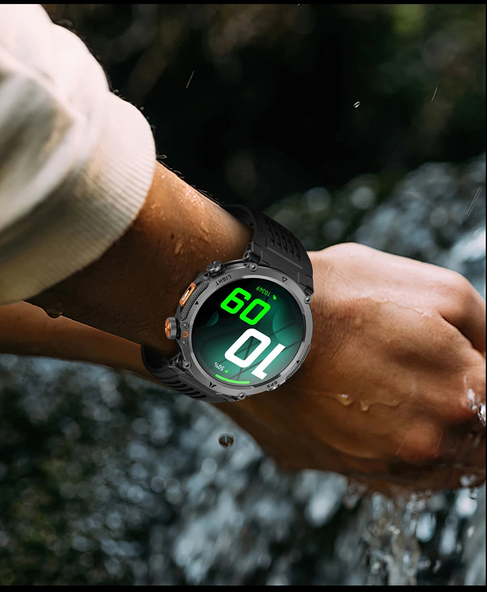 Montre Connectée Outdoor ChiBear – 1,7" AMOLED, 100+ Sports, Boussole, Torche LED, Appel BT