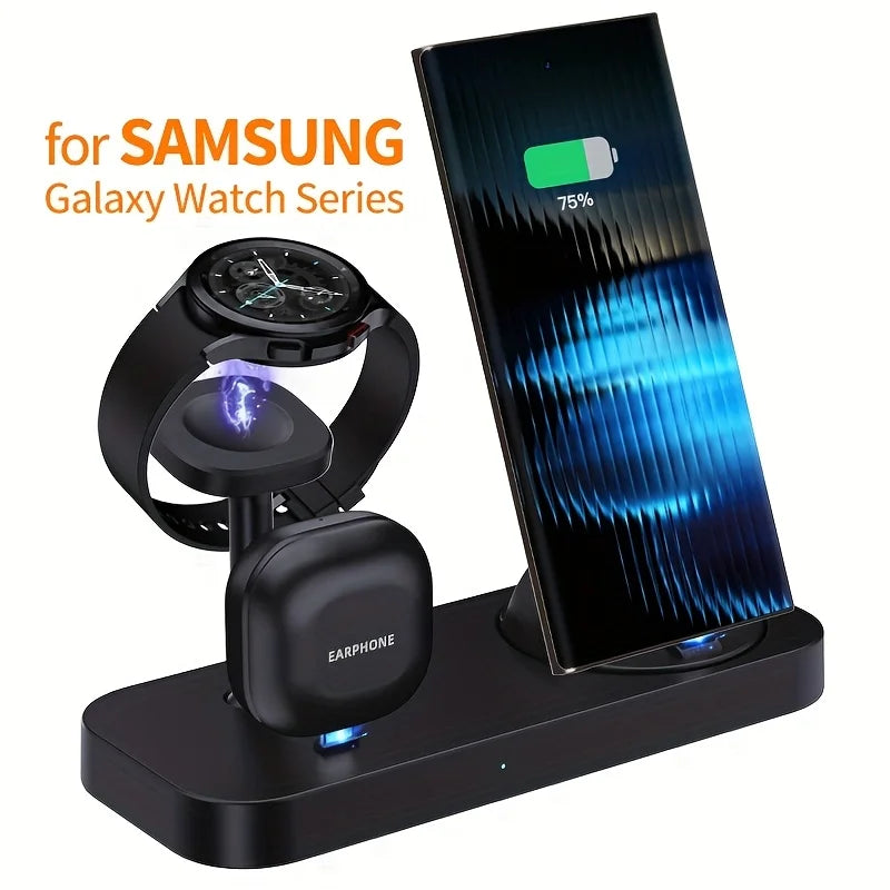 Station de Charge Sans Fil 3-en-1 VIKEFON – Samsung Galaxy, Montre & Écouteurs, 15W