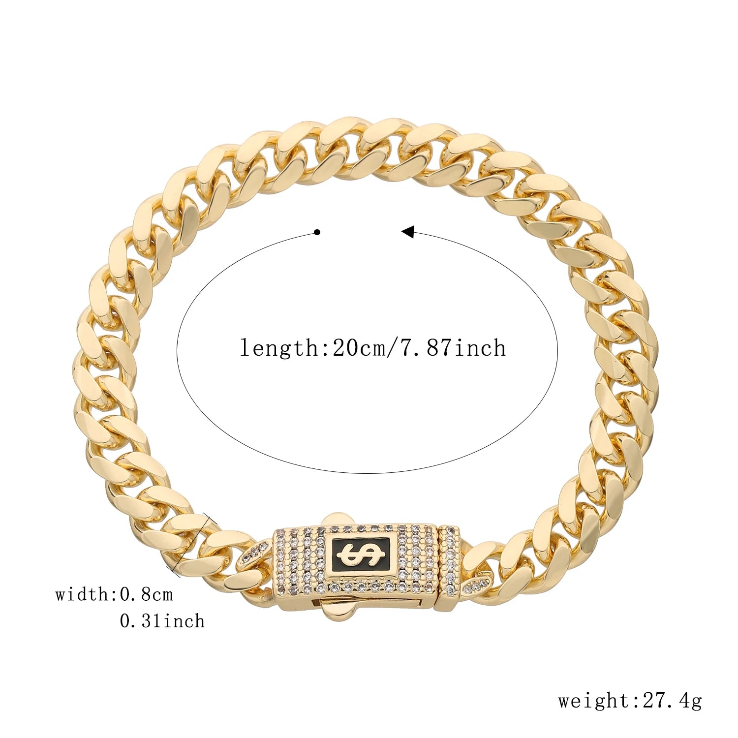 Bracelet de cheville de style Monaco hommes femmes, plaqué or 14 carats.