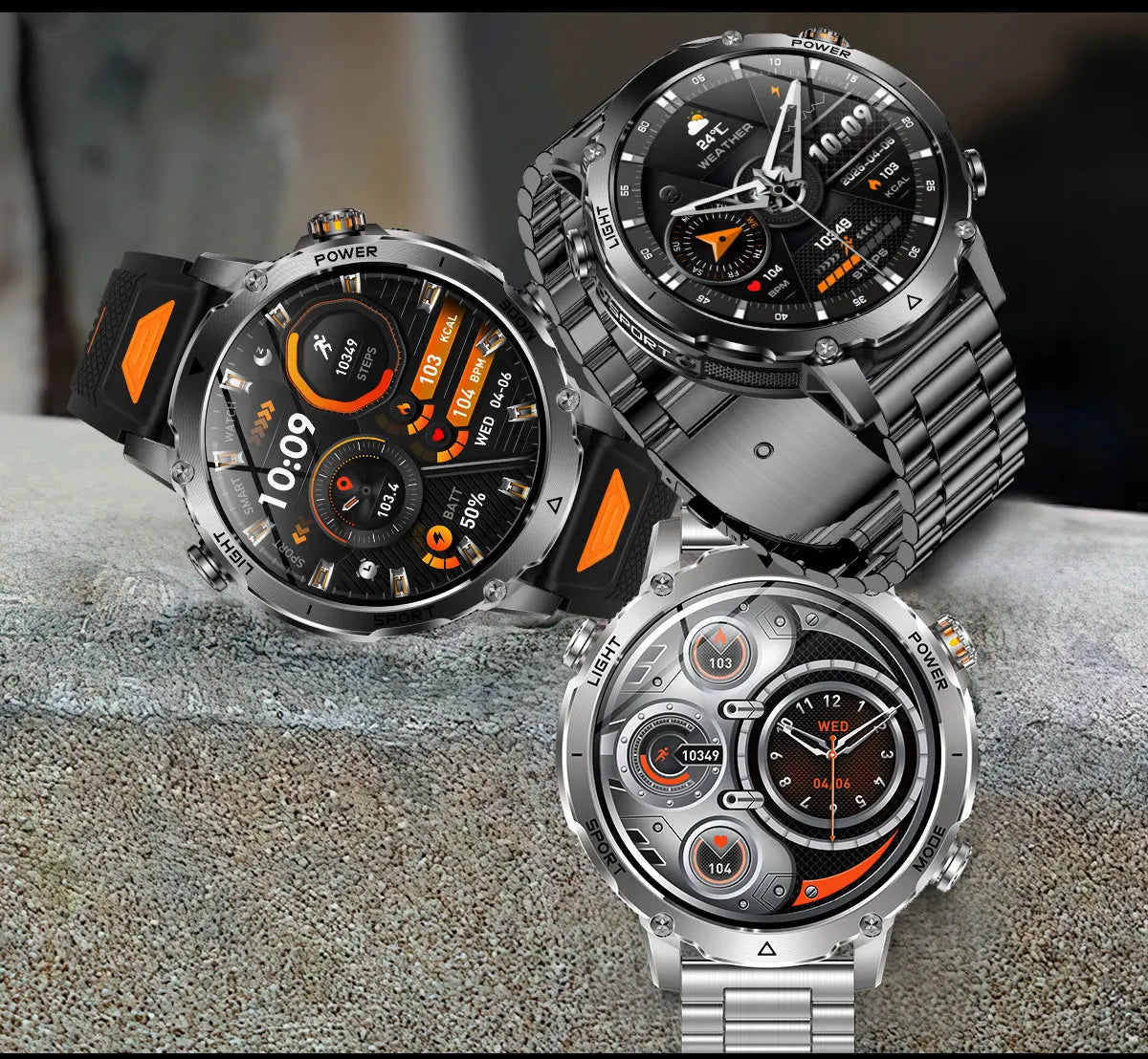 Montre Connectée Militaire 2026 pour Hommes avec Batterie 1400mAh, Lampe Torche Extérieure, Étanchéité 10ATM.