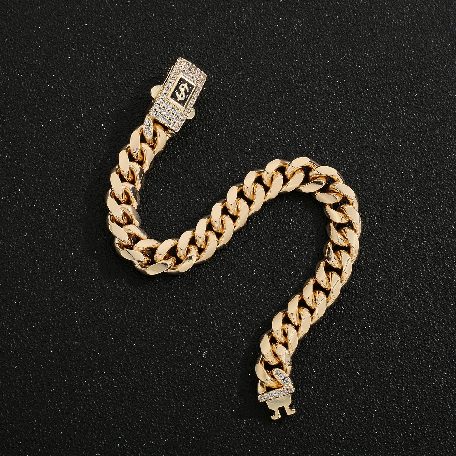 Bracelet de cheville de style Monaco hommes femmes, plaqué or 14 carats.