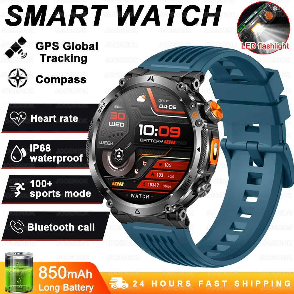 Montre Connectée Outdoor ChiBear – 1,7" AMOLED, 100+ Sports, Boussole, Torche LED, Appel BT
