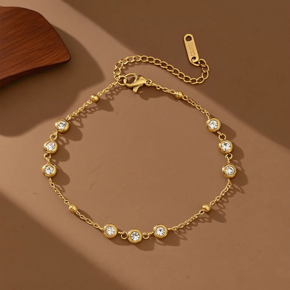 Bracelet en acier inoxydable 316L avec nœud papillon et zircon.
