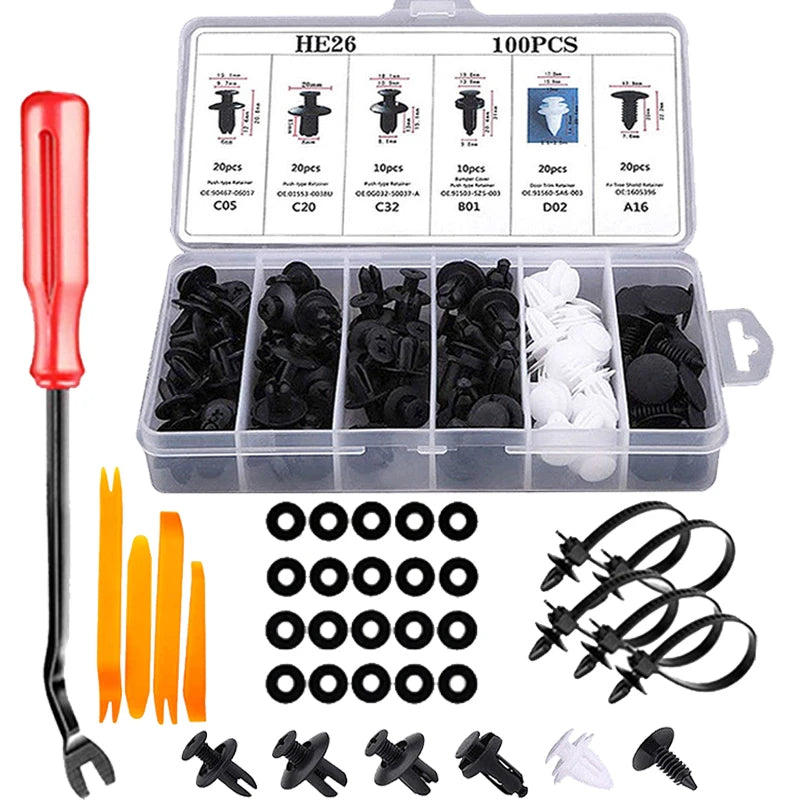 Clips de retenue en plastique pour voiture, goupille de poussée pour garde-boue Automobile, Rivet de panneau de garniture de porte, outil de fixation de taille mixte pour pare-chocs Automobile