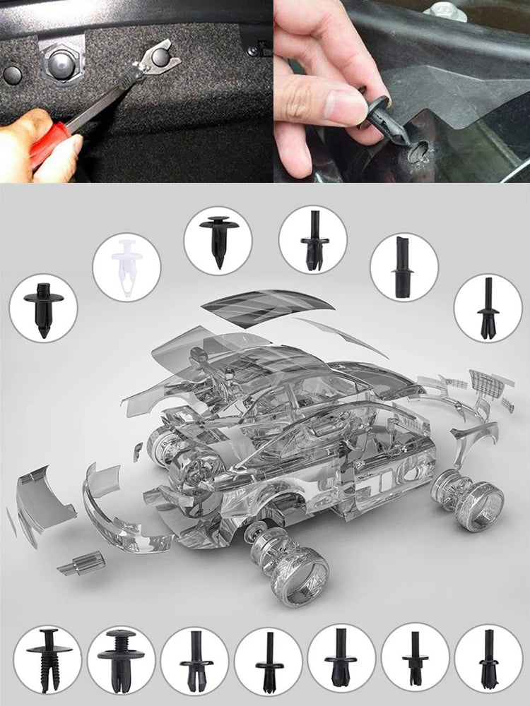 Clips de retenue en plastique pour voiture, goupille de poussée pour garde-boue Automobile, Rivet de panneau de garniture de porte, outil de fixation de taille mixte pour pare-chocs Automobile