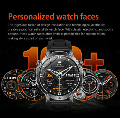 Smartwatch Militaire GUHUAVMI 2026 – Écran AMOLED 1,7", Batterie 1400mAh, GPS, Appel Bluetooth