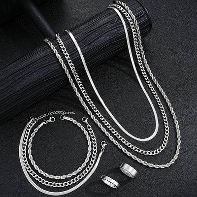 Ensemble de bijoux simples en acier inoxydable hommes