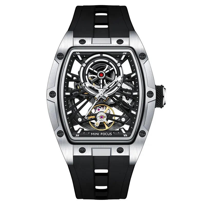 Montre Homme MINIFOCUS — Mécanique Automatique Squelette, Silicone & Waterproof 5ATM