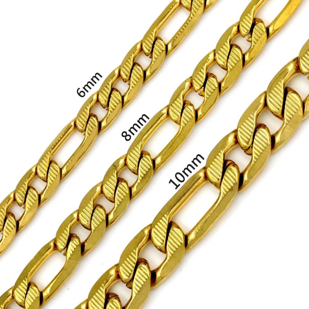 Figaro Chain Necklace in Stainless Steel | Gold, Silver & Two-Tone – 6/8/10mm