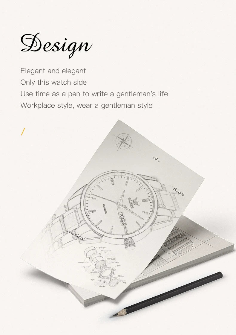 Montre Homme OLEVS — Quartz Acier Inoxydable, Lumineuse & Waterproof