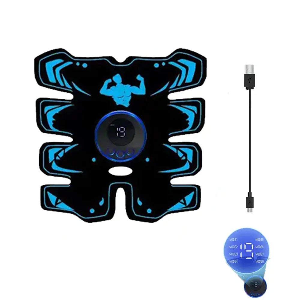 Masseur Abdominal EMS écran LCD | Stimulateur Musculaire Sans Fil | 8 Modes | Charge USB