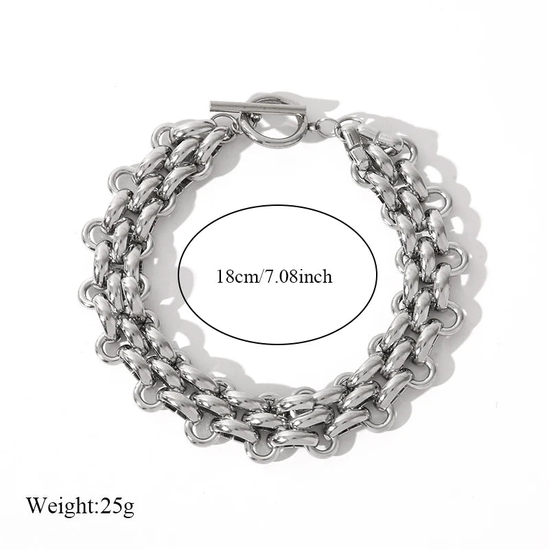 Bracelet jonc en acier inoxydable 316L GANEMLY pour femmes, nouveau bracelet punk, chaîne de poignet, bijoux imperméables, bijoux femme