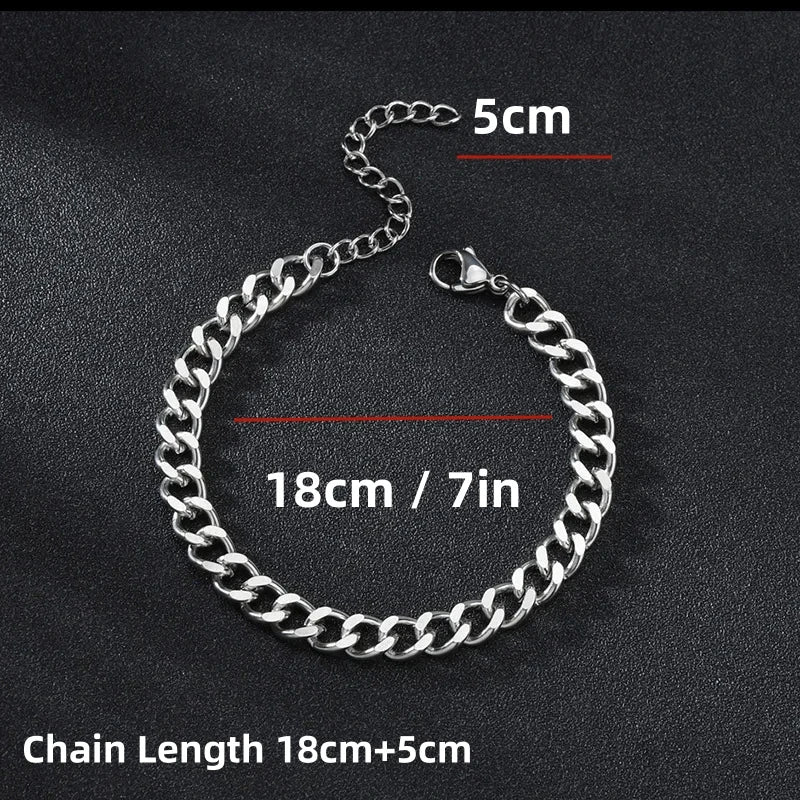 HNSP – Bracelet en acier inoxydable pour hommes, chaîne cubaine, couleur or, taille réglable, bijoux tendance, chaînes pour les mains, largeur 3/5/7/9/13/15MM
