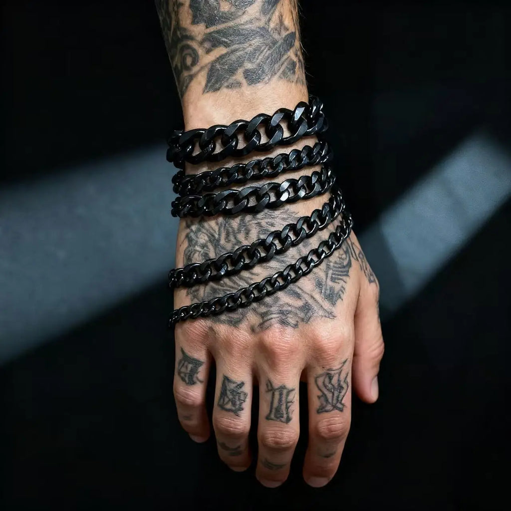 HNSP – Bracelet en acier inoxydable pour hommes, chaîne cubaine, couleur or, taille réglable, bijoux tendance, chaînes pour les mains, largeur 3/5/7/9/13/15MM