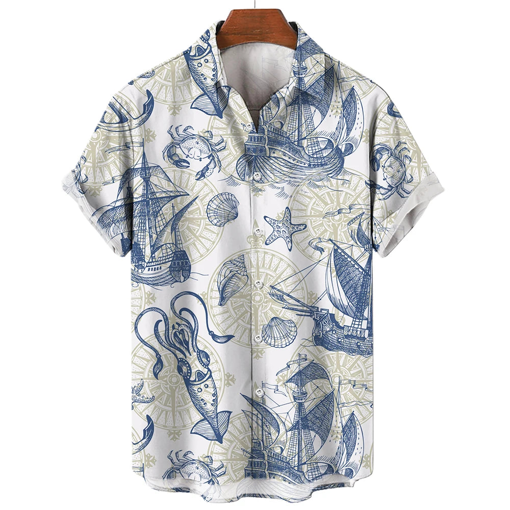 Chemise Hawaïenne Homme | Imprimée 3D Nautique | S à 5XL