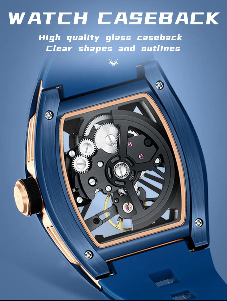 Montre Homme MINIFOCUS — Mécanique Automatique Squelette, Silicone & Waterproof 5ATM