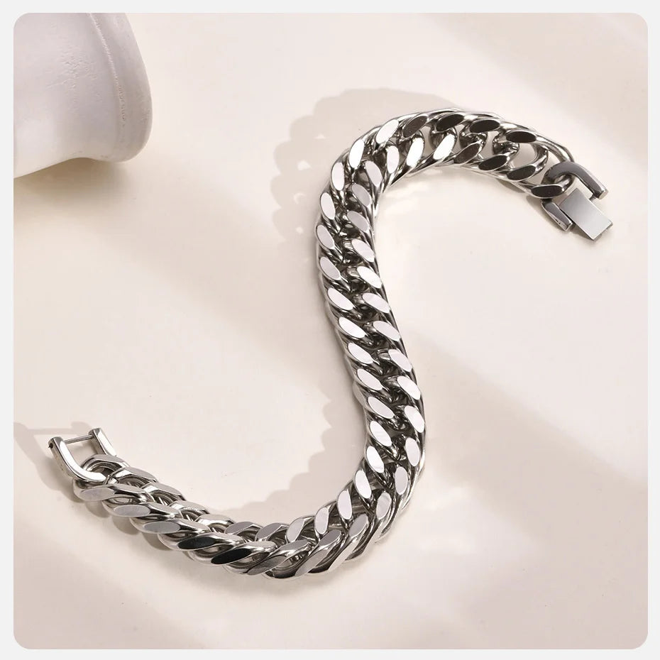 Bracelets cubains en acier inoxydable pour hommes