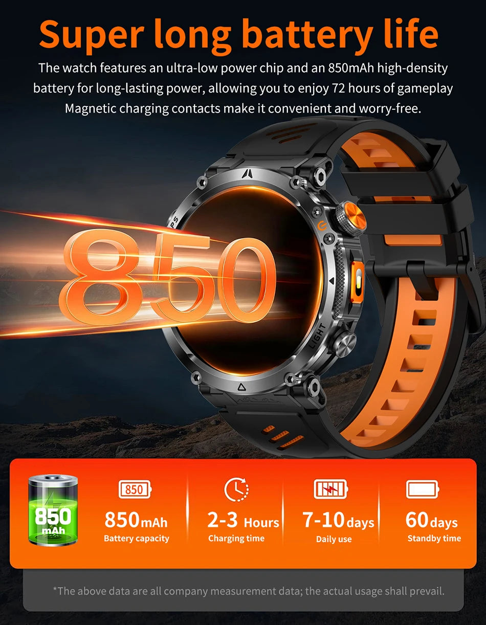 Montre Connectée Outdoor ChiBear – 1,7" AMOLED, 100+ Sports, Boussole, Torche LED, Appel BT