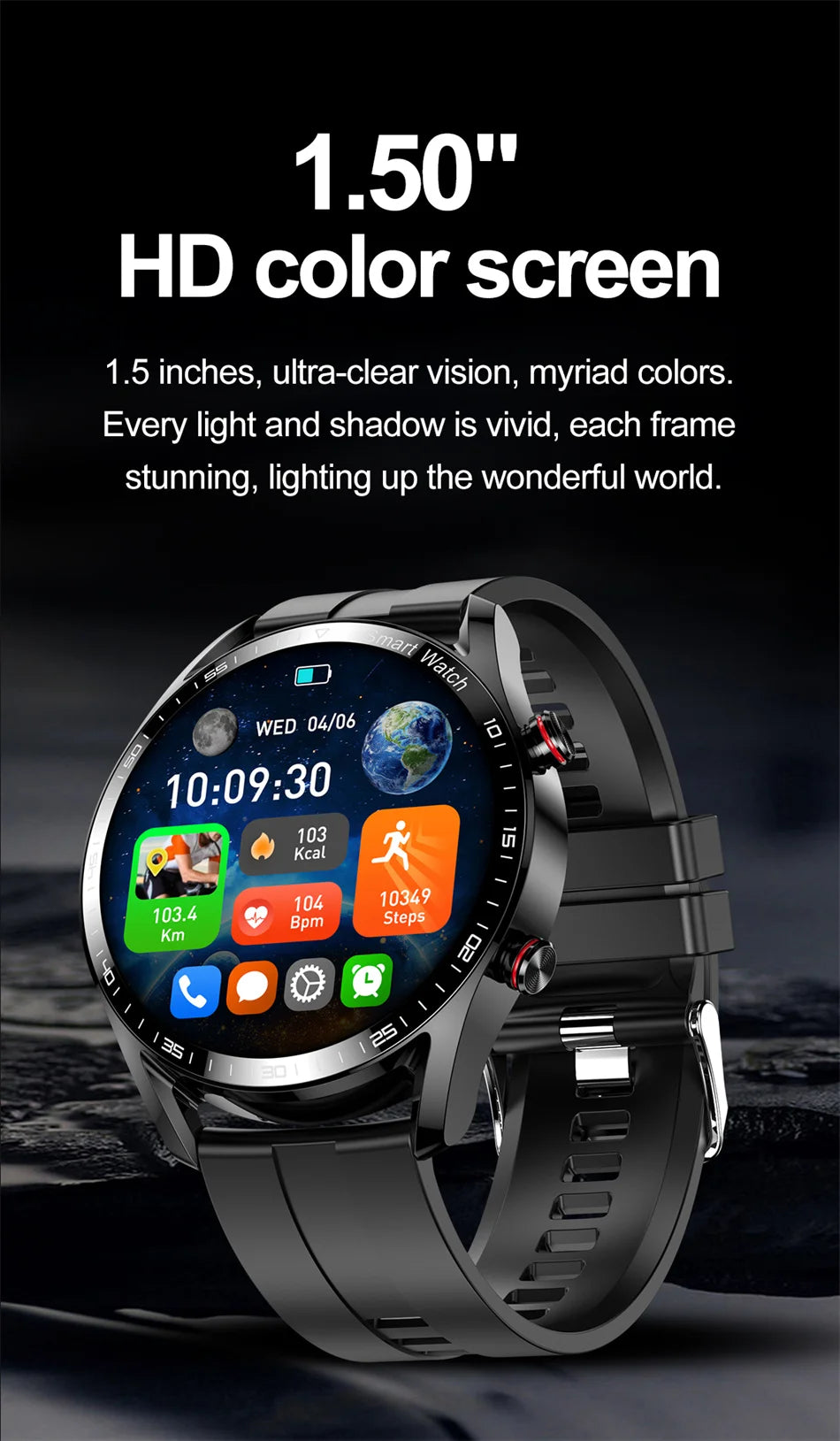Montre Connectée Homme Femme ChiBear GT – 1,53" Appel Bluetooth, Cardio, SpO2, Sport