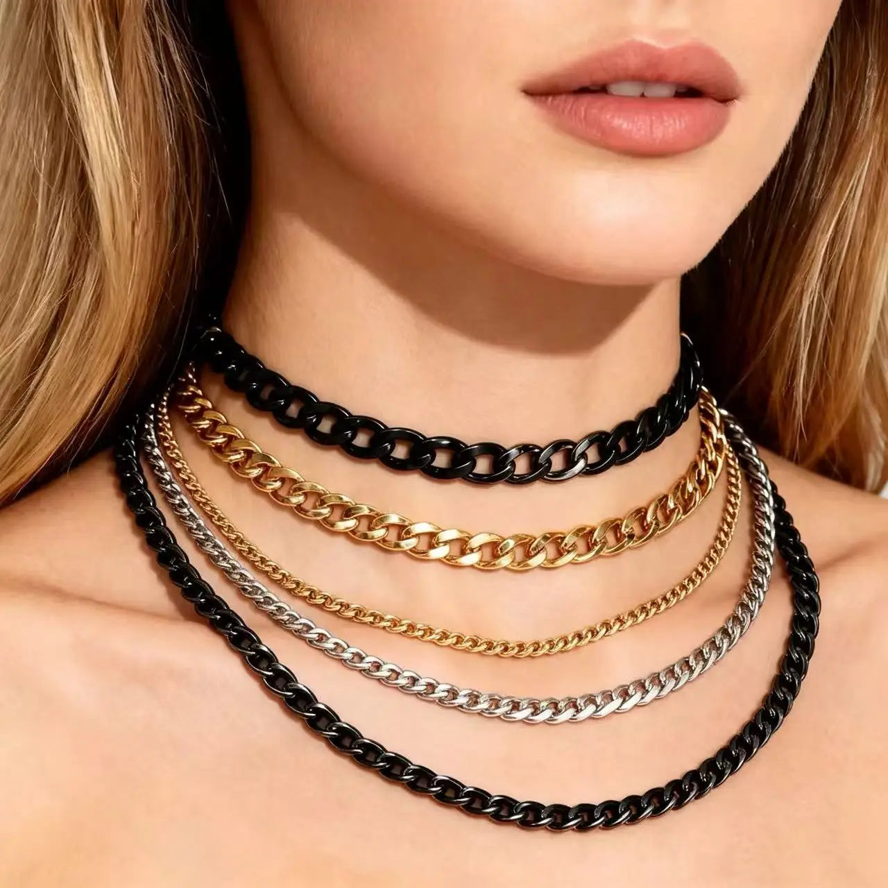 Collier chaîne cubaine en acier inoxydable 316L pour femmes et hommes, bijoux de cou unisexes, accessoire Goth Punk, cadeau