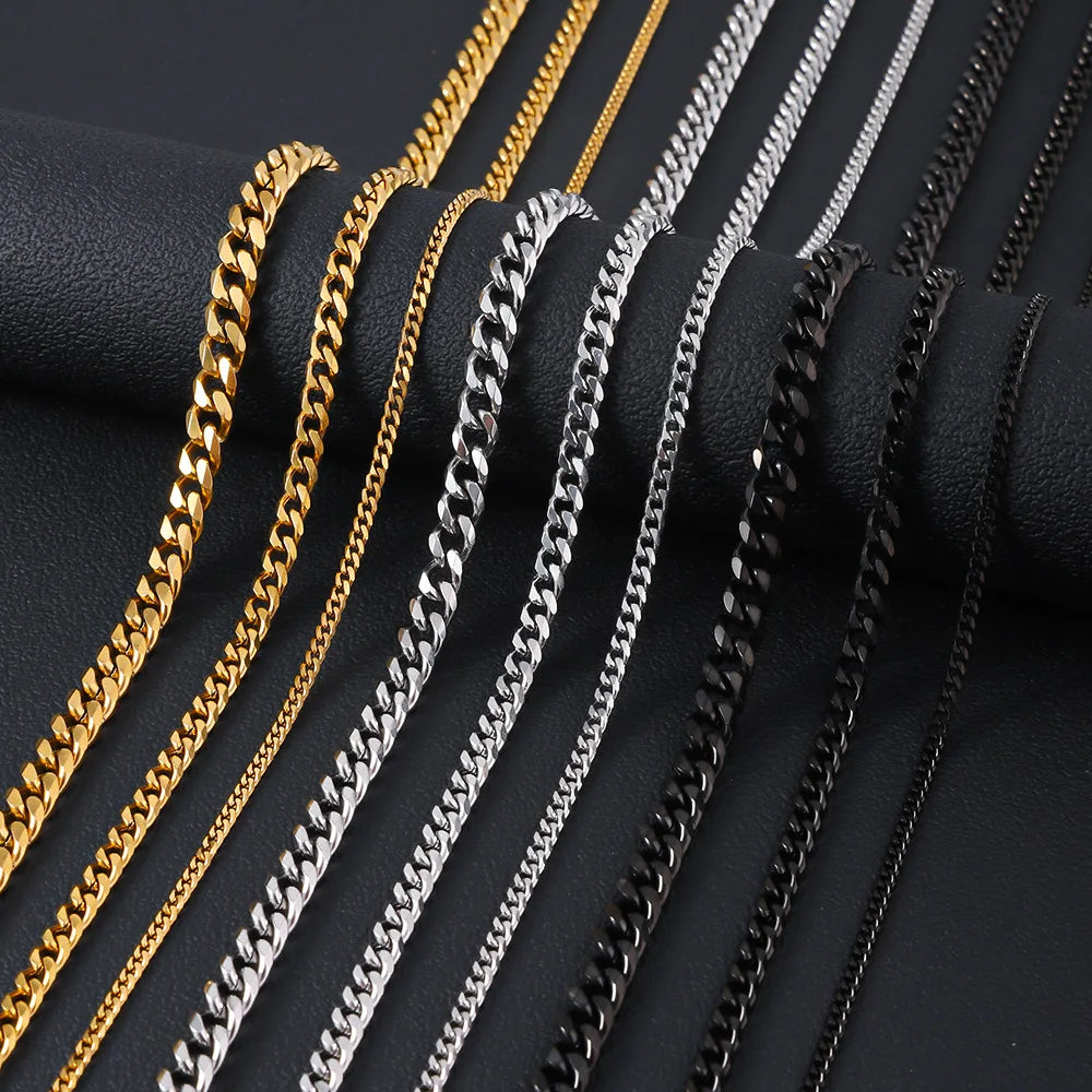 Collier chaîne cubaine en acier inoxydable 316L pour femmes et hommes, bijoux de cou unisexes, accessoire Goth Punk, cadeau
