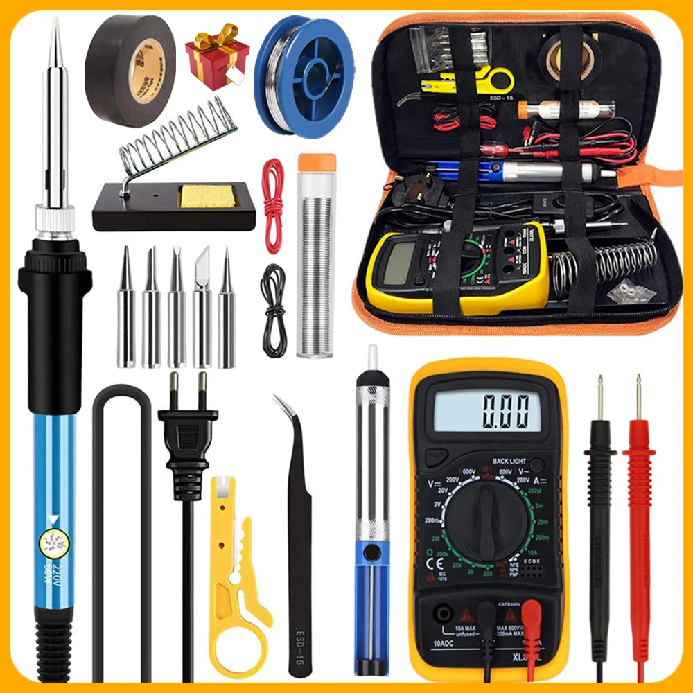 Kit Fer à Souder Électrique 60W – Température Réglable, 10/16/20 Pièces