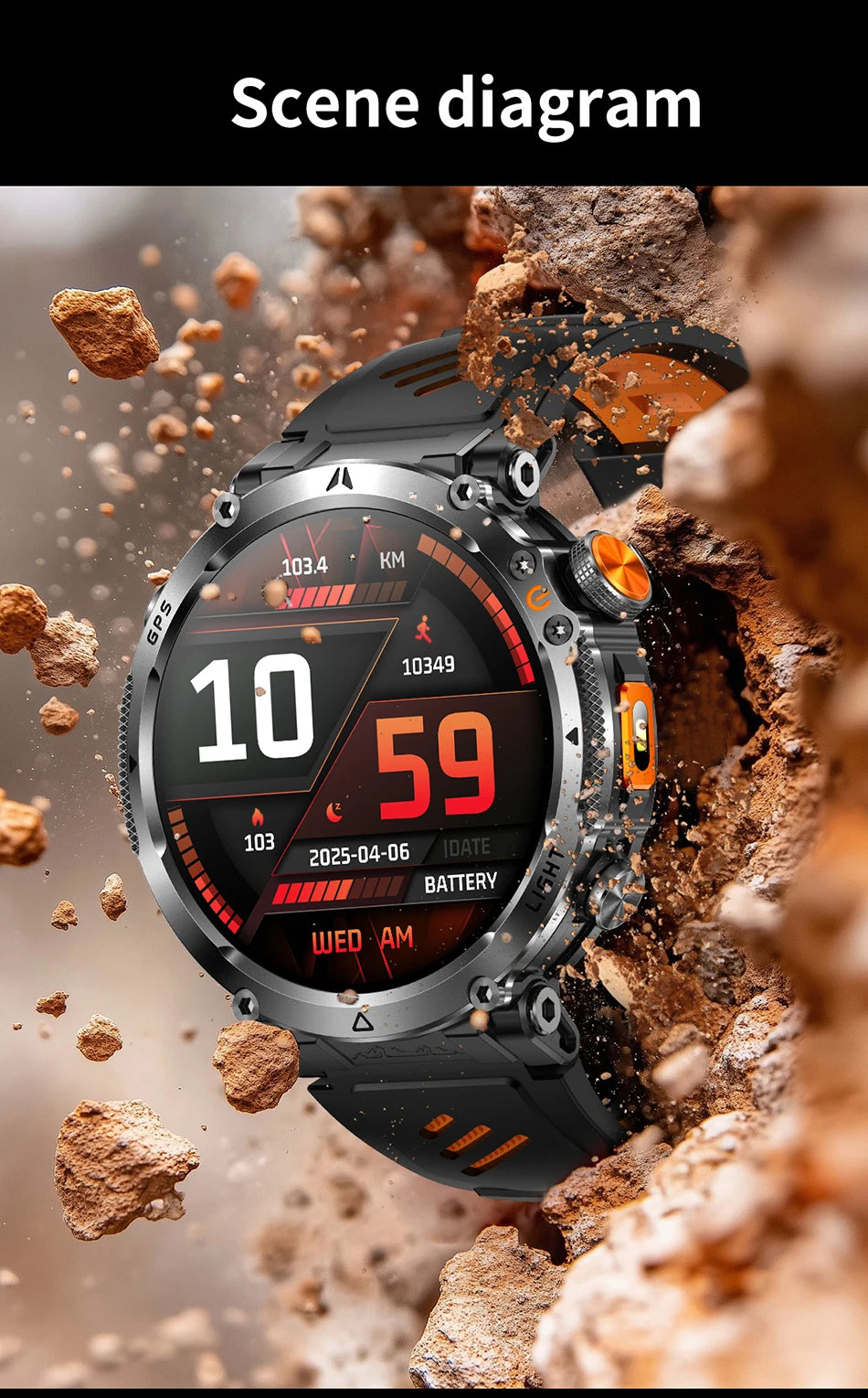 Montre Connectée Outdoor ChiBear – 1,7" AMOLED, 100+ Sports, Boussole, Torche LED, Appel BT