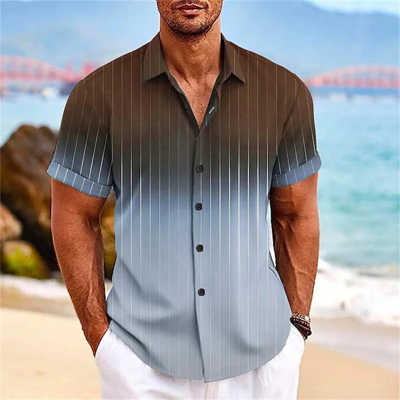 Chemise hawaïenne à motif rayé dégradé
