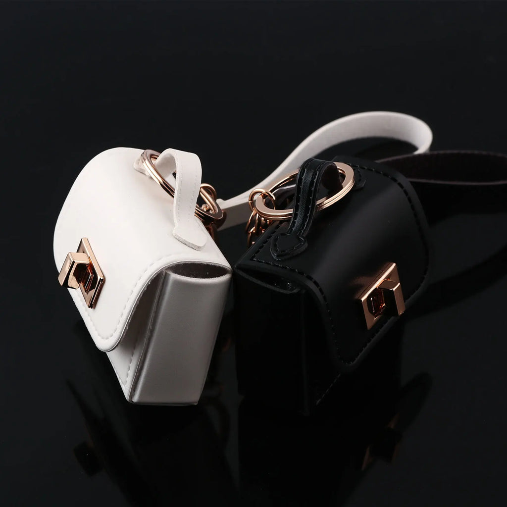 Mini Sac Porte-Clés en Cuir PU — Porte-Monnaie Zippé, Pendentif Sac, 7 Coloris