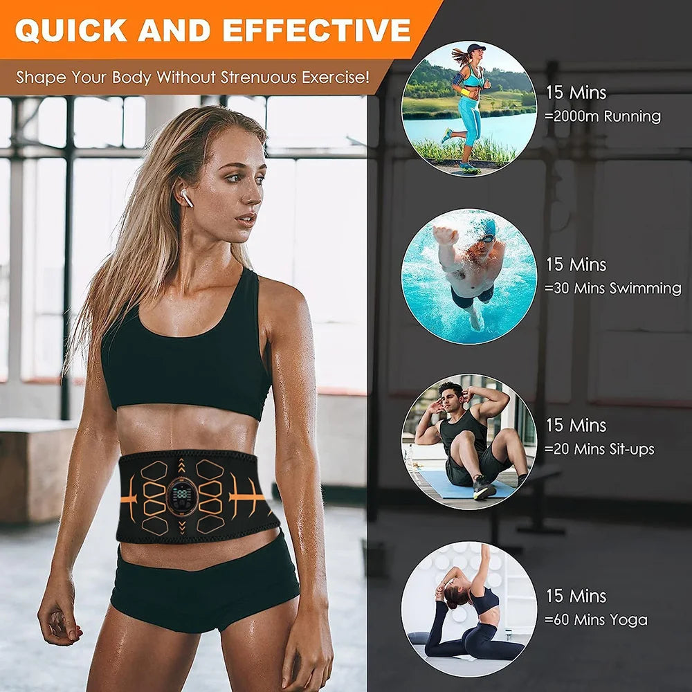 Ceinture de tonification abdominale intelligente, tonique musculaire EMS, stimulateur musculaire, entraîneur Ab, Charge USB, masseur corporel, perte de poids, équipement de Fitness