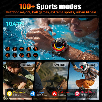 Smartwatch Militaire GUHUAVMI 2026 – Écran AMOLED 1,7", Batterie 1400mAh, GPS, Appel Bluetooth