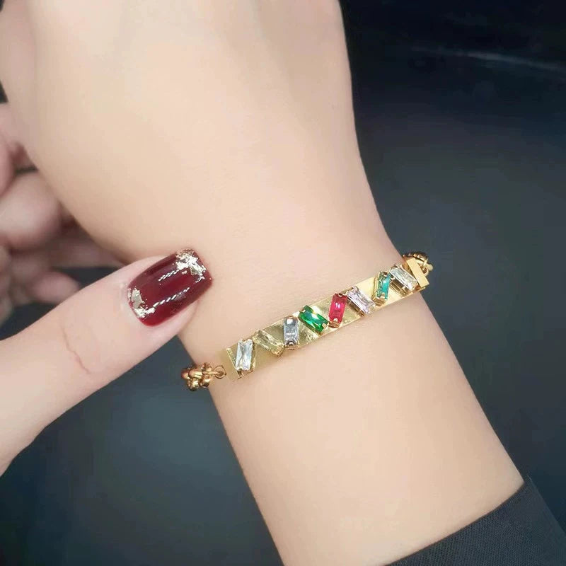 Bracelet jonc en acier inoxydable 316L couleur or .