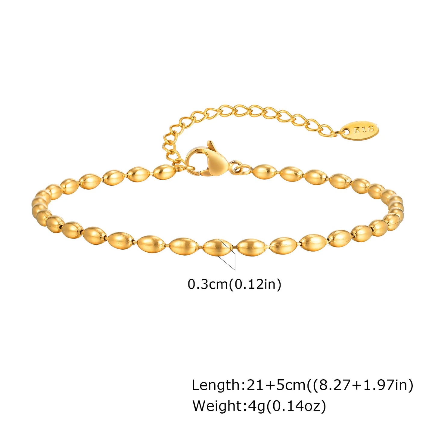 Bracelet de cheville à disque pour femmes, acier inoxydable réglable.