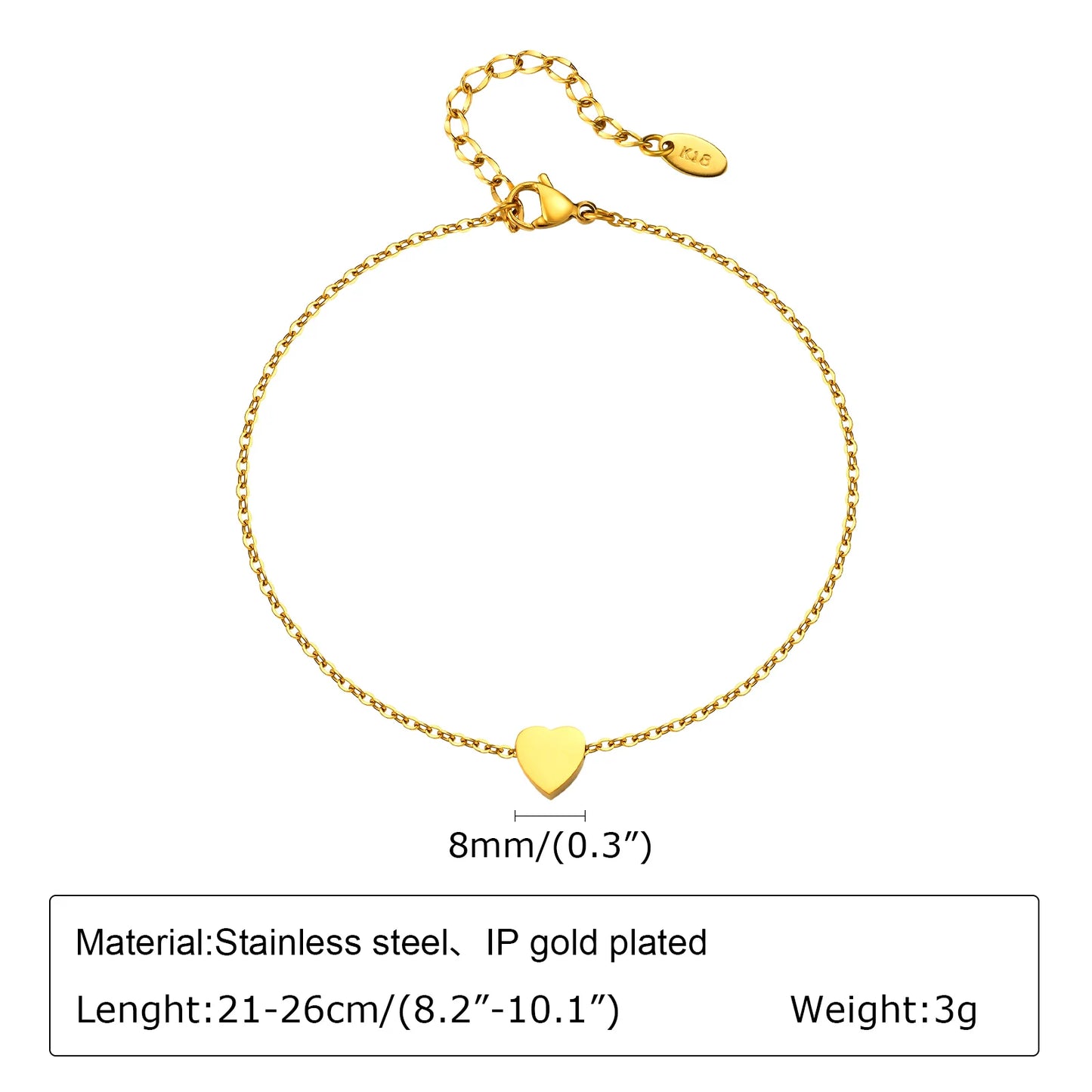 Bracelet de cheville à disque pour femmes, acier inoxydable réglable.