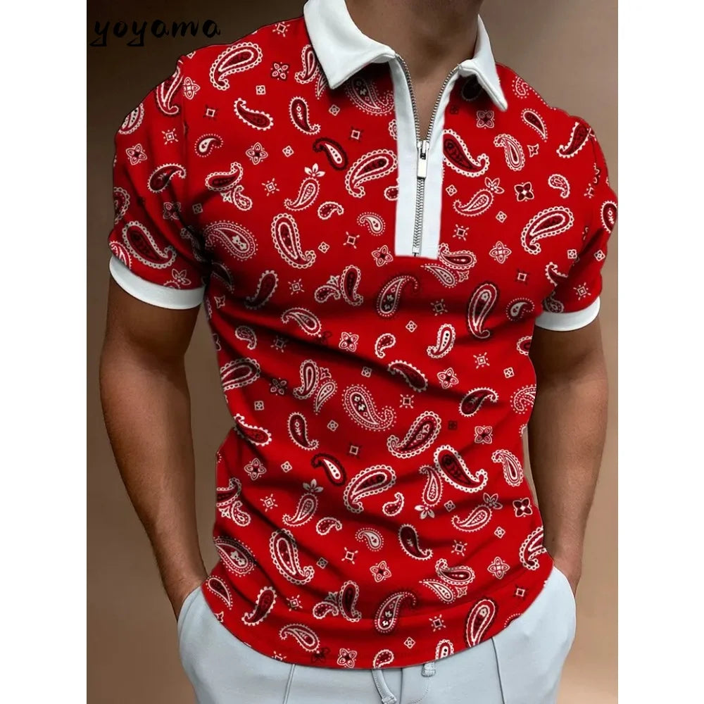 Polo pour hommes mode 3D imprimé respirant