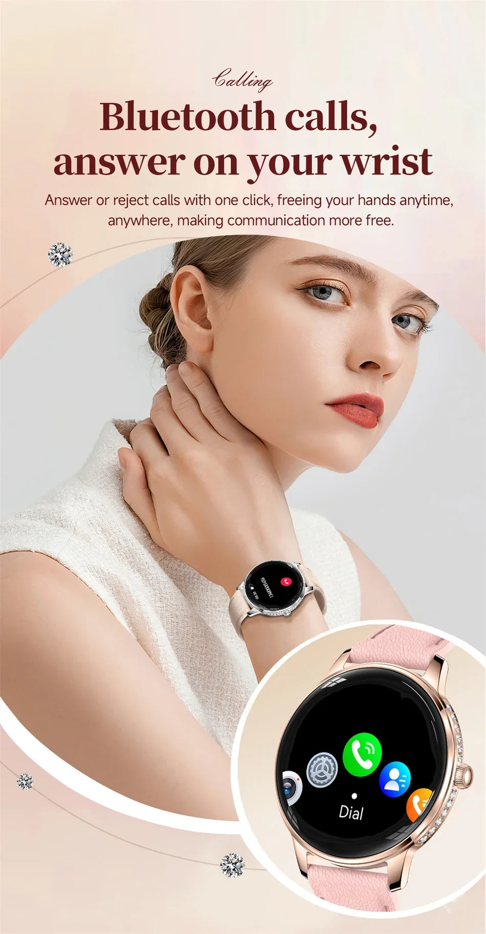 Nouvelle Montre Connectée Ultra-Mince 2026 pour Femme avec Suivi de Santé, Appel Bluetooth, Fréquence Cardiaque, Oxygène Sanguin et Modes Sportifs