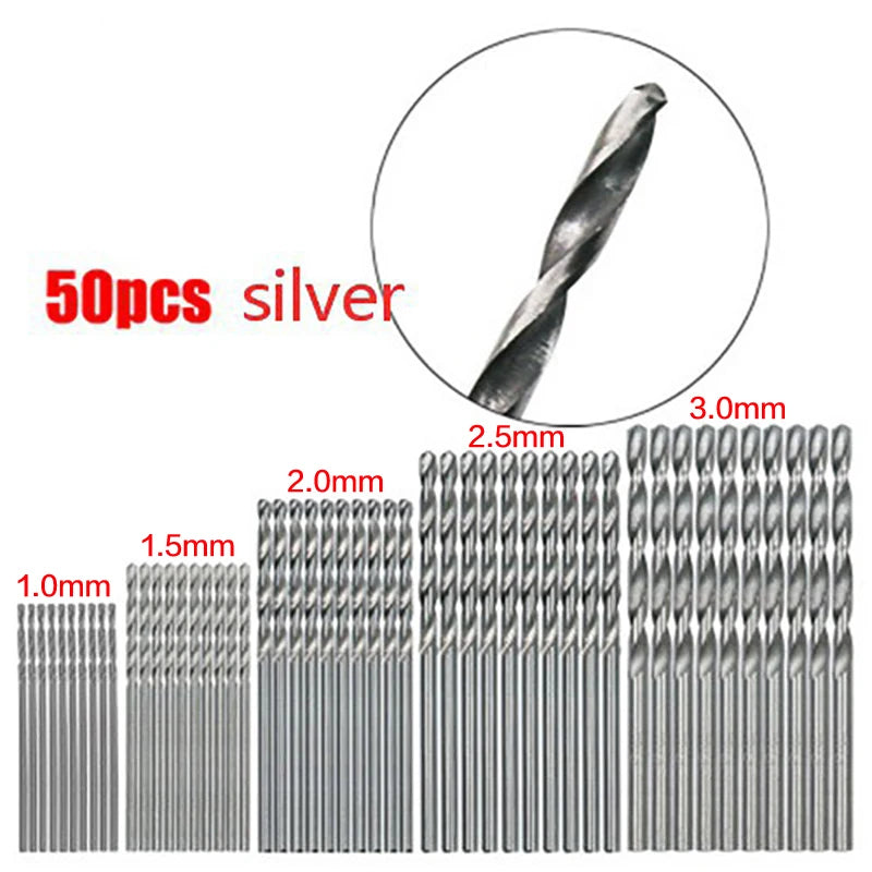 Forets HSS Revêtus Titane – Set 50 ou 100 Pièces, 1 à 3 mm