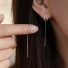 Boucles d'oreilles suspendues en Zircon pour femmes, Design créatif, longue ligne d'oreille, breloque couleur or, cristal, accessoires de bijoux, cadeau