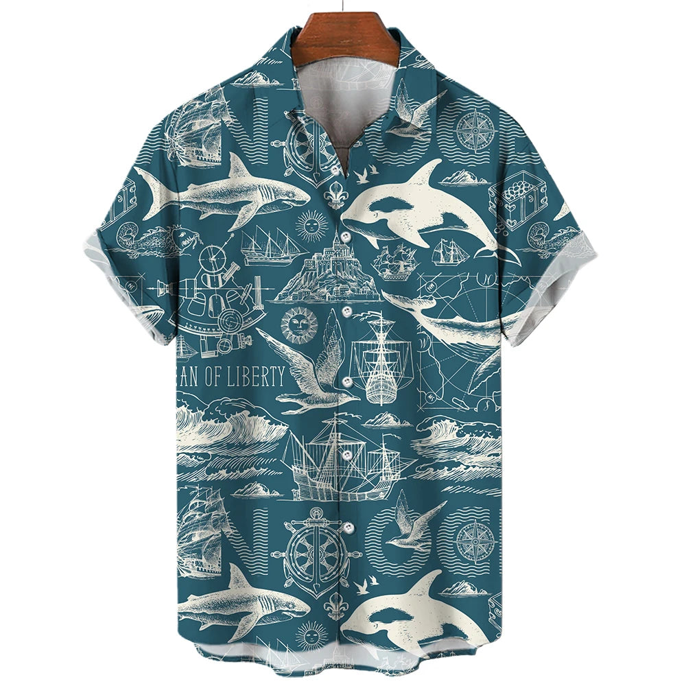 Chemise Hawaïenne Homme | Imprimée 3D Nautique | S à 5XL