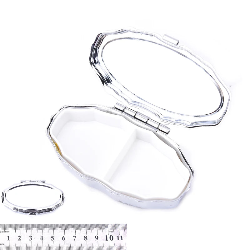 Mini boîte à pilules Portable, organisateur de médicaments, conteneur de médicaments, boîte de rangement en métal avec organisateur de pilules miroir