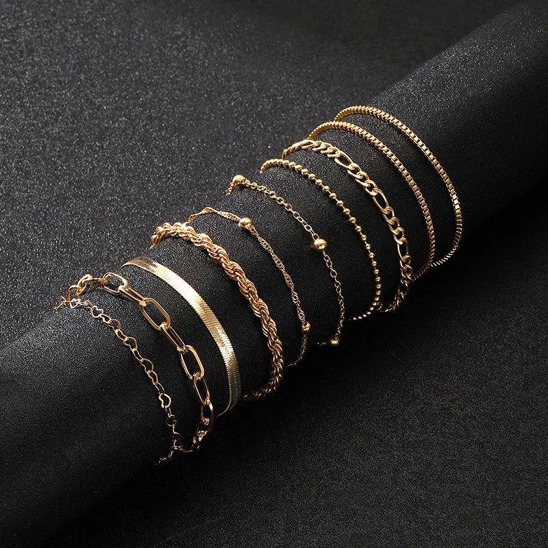 Lot de 10 bracelets dorés bohème