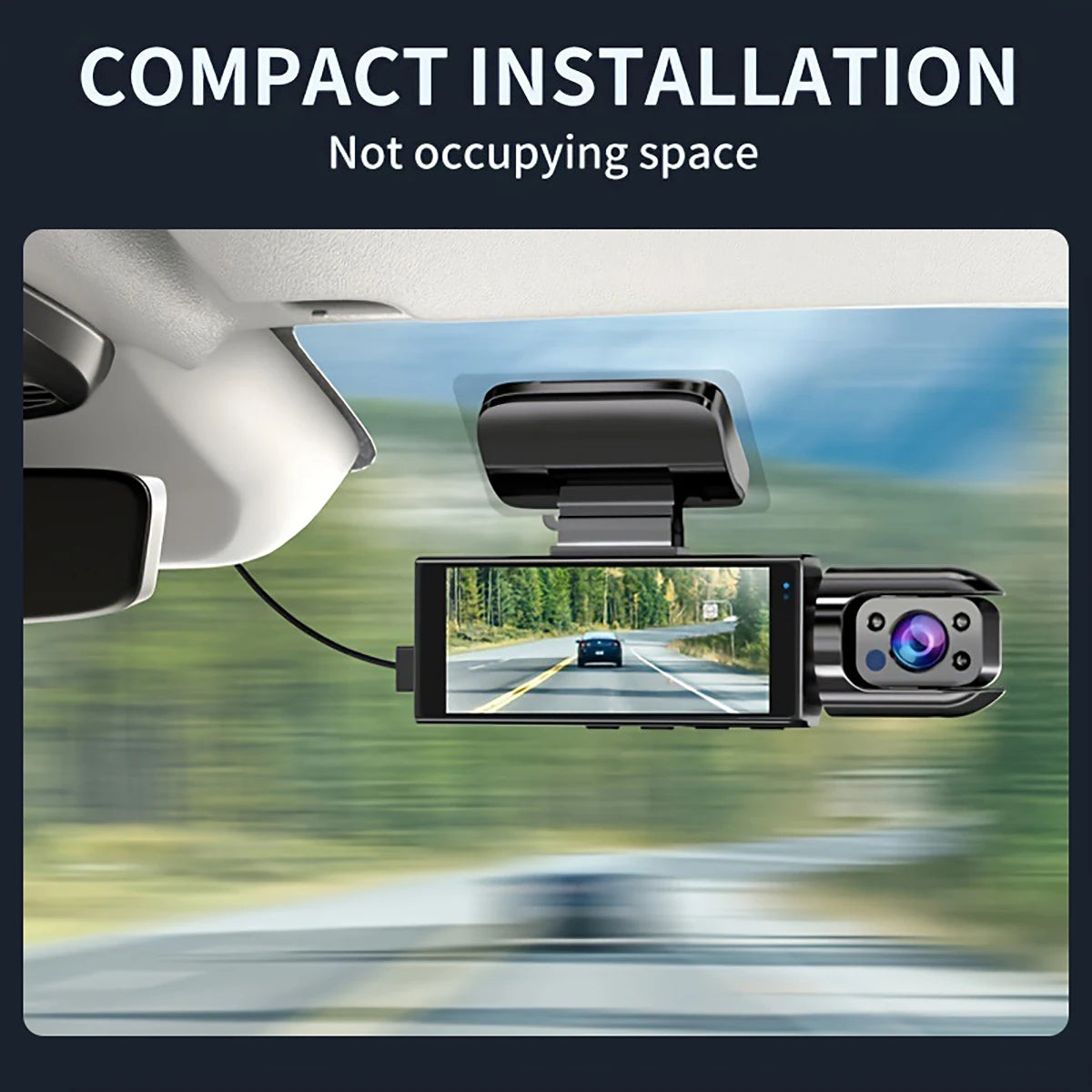 Caméra de tableau de bord pour voitures 1080P, enregistreur vidéo DVR, double caméra de voiture, vue avant et intérieure, enregistrement en boucle, moniteur WiFi Dashcam