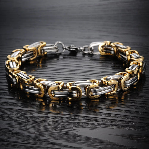 Bracelet Chaîne Moto Acier Inoxydable 8MM Homme | Streetwear Hip-Hop Rock — Or, Argent, Noir
