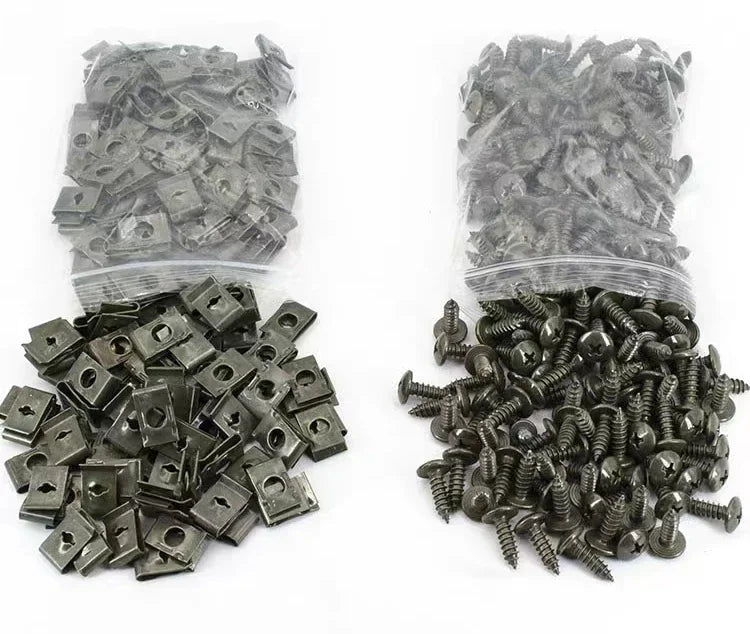 Jeu de Clips à vis métalliques pour voiture, 10/200 pièces, Clip de fixation de Type U avec vis antirouille, boucle de Protection de pare-chocs de garde-boue, vis en feuille de fer