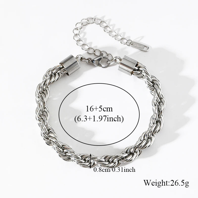 GANEMLY – Bracelet en acier inoxydable 316L pour femmes, couleur argent, chaîne à maillons, à la mode, Punk, chaîne de poignet, bijoux étanches