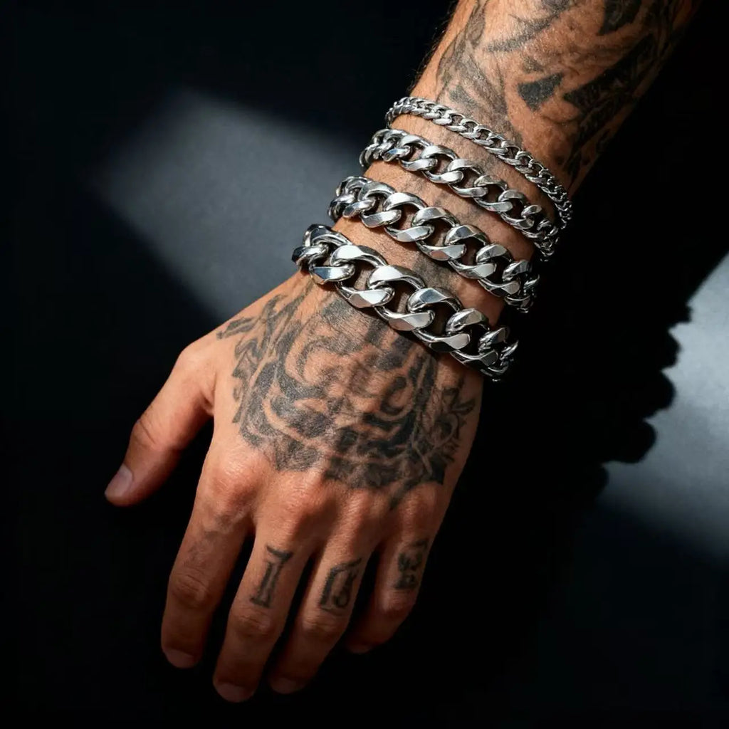 Bracelet chaîne cubaine en acier inoxydable épais HNSP 3MM-15MM pour hommes, bijou de main, accessoire de style punk urbain